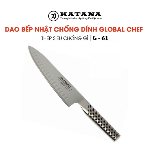 Dao bếp Nhật cao cấp Global G61 = G77 Chef - Dao thái thịt cá chống dính (200mm)