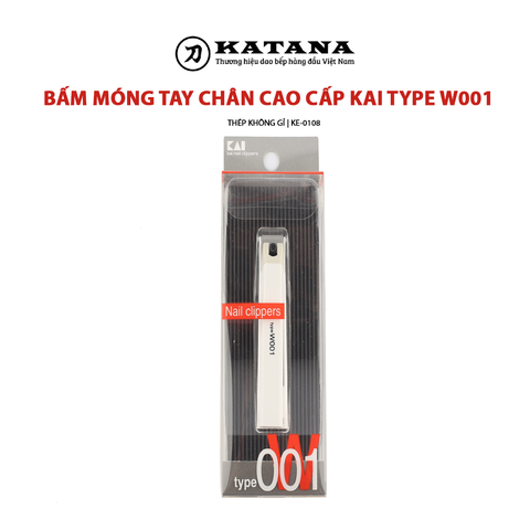 Bấm móng chân tay thép không gỉ thương hiệu KAI type W001 kèm dũa và đựng móng - KE0108 (Màu trắng)
