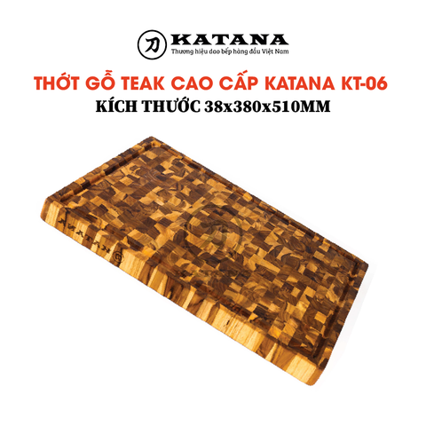 Thớt gỗ teak cao cấp KATANA loại siêu to dày 3.8cm KT06 - thớt hình chữ nhật kích thước 38x380x510mm