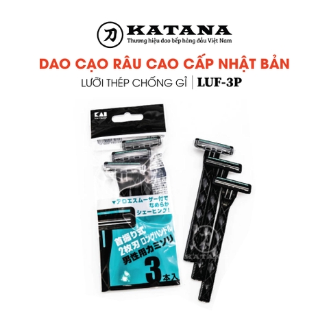 Dao cạo râu cao cấp Nhật LUS-3P bộ 3 chiếc (màu đen)