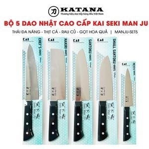 Bộ 5 dao Nhật cao cấp KAI Ấn Seki ManJu - Thái đa năng - Thịt cá - Rau củ - Gọt hoa quả MANJU-SET5