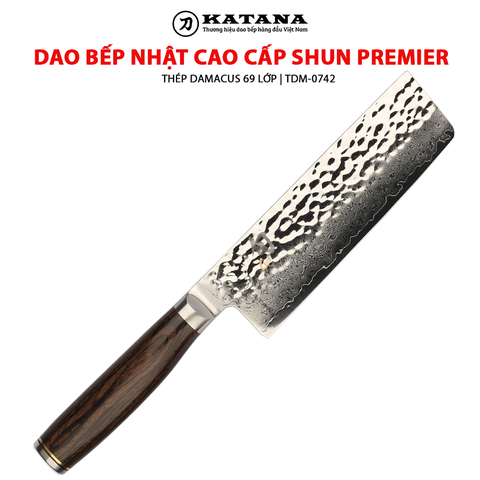 Dao bếp Nhật cao cấp Shun Premier Nakiri - Dao thái rau củ thép Damascuss 69 lớp TDM0742 (140mm)