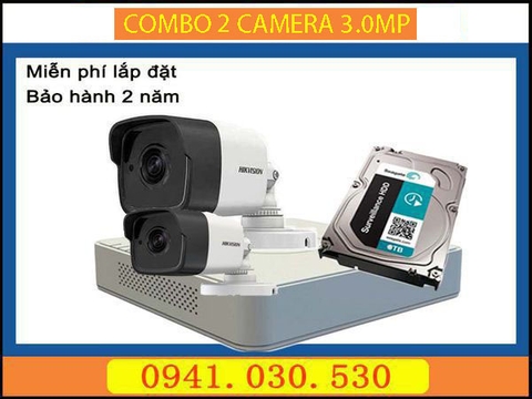 Trọn bộ camera quan sát: 2 camera thân 3.0MPX