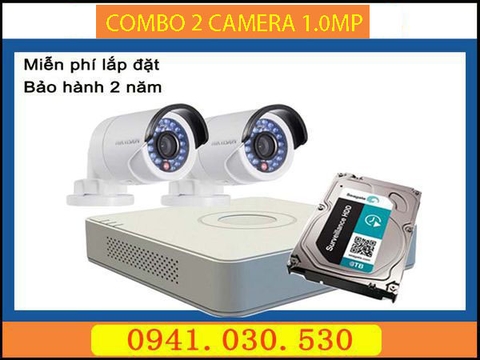 Trọn bộ camera quan sát: 2 camera thân 1.0MPX