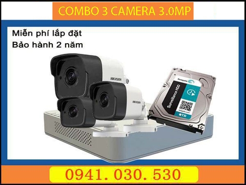 Trọn bộ camera quan sát: 3 camera thân 3.0MPX