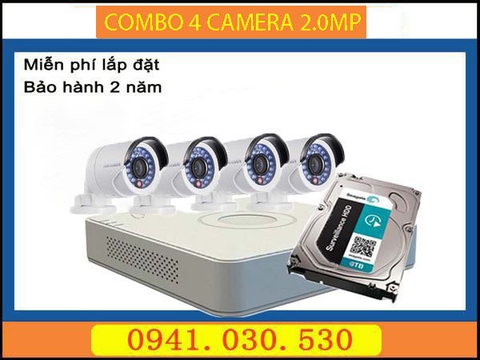 Trọn bộ camera quan sát: 4 camera thân 2.0MPX