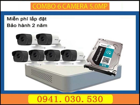 Trọn bộ camera quan sát: 6 camera thân 5.0MP