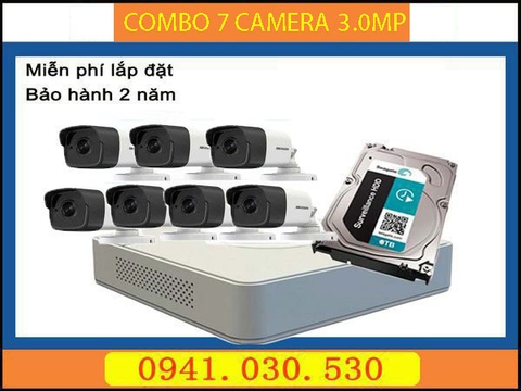 Trọn bộ camera quan sát: 7 camera thân 3.0MPX