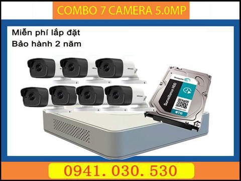 Trọn bộ camera quan sát: 7 camera thân 5.0MP