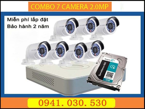 Trọn bộ camera quan sát: 7 camera thân 2.0MPX