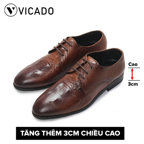 Giày buộc dây nam da bò cao cấp tăng chiều cao Oxfords VICADO VA0121