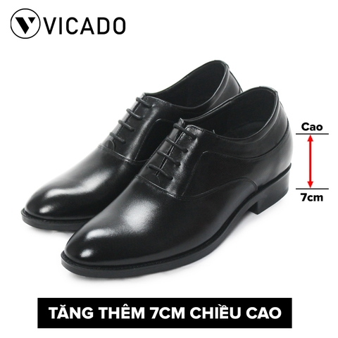 Giày buộc dây nam da bò cao cấp tăng chiều cao 7cm Oxfords VICADO VB0015
