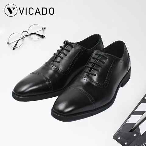 Giày buộc dây nam da bò cao cấp tăng chiều cao Oxfords VICADO VC0021