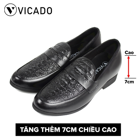 Giày lười nam da bò cao cấp tăng 7cm chiều cao Loafer VICADO VE1046