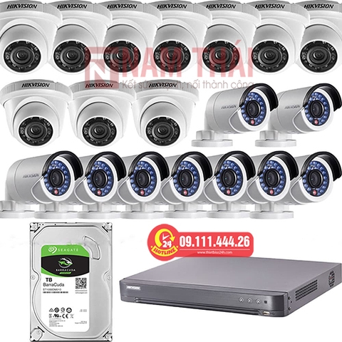 Lắp đặt trọn bộ 19 camera giám sát 2.0M Hikvision