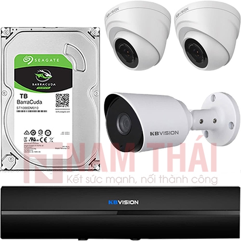 Lắp đặt trọn bộ 3 camera giám sát 2.0MP Kbvision