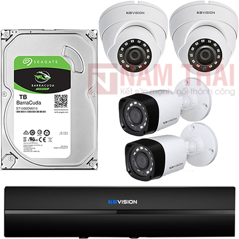 Lắp đặt trọn bộ 4 camera giám sát 1.0MP KBvision