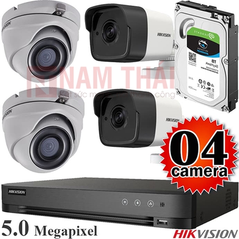 Lắp đặt trọn bộ 4 camera giám sát 5.0M siêu nét Hikvision