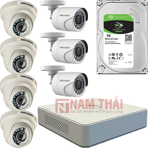 Lắp đặt trọn bộ 7 camera giám sát 1.0MP Hikvision