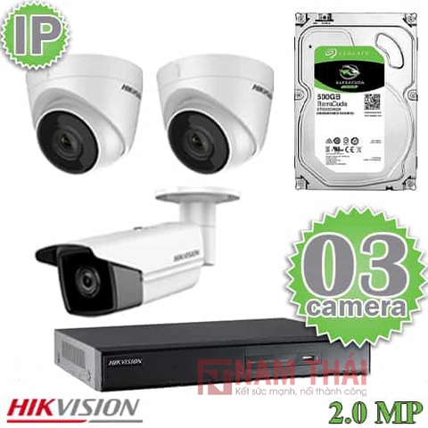 Lắp đặt trọn bộ 3 camera giám sát 2.0M Hikvision