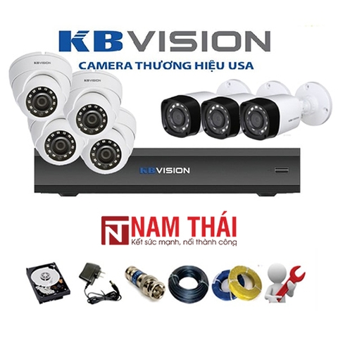 Lắp đặt trọn bộ 7 camera IP giám sát 1.0MP KBvision