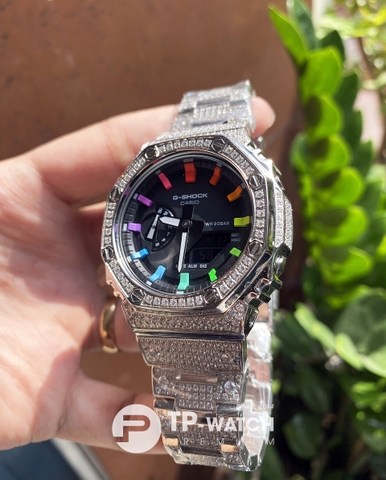 G-Shock GA-2100SKE-7A AP Custom Full Đá Mặt và Dây x Rainbow (Special)
