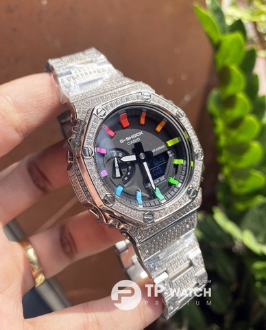 G-Shock GA-2100SKE-7A AP Custom Full Đá Mặt và Dây x Rainbow (Special)