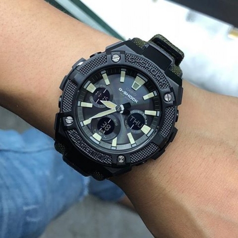 G-Shock GST-S130BC-1A3 Vỏ Thép | Dây Vải | GST-S130BC-1A3DR Pin Năng Lượng Mặt Trời