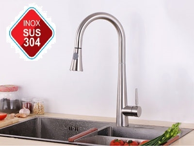 VÒI RỬA CHÉN NÓNG LẠNH DÂY RÚT INOX SUS 304