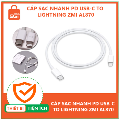 CÁP SẠC NHANH PD USB-C TO LIGHTNING ZMI AL870 1M