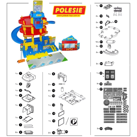 Bộ đồ chơi mô hình bãi đỗ xe 3 tầng – Wader Toys