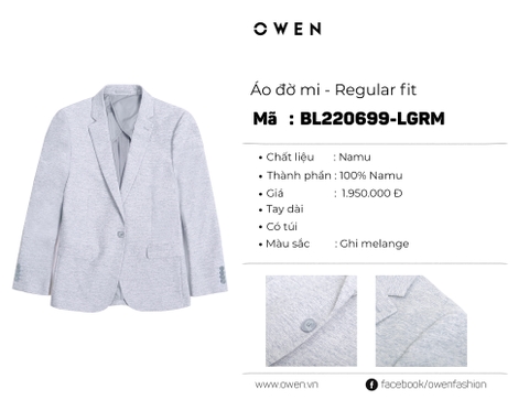 ÁO BLAZER XÁM MUỐI TIÊU  BL220699-LBU