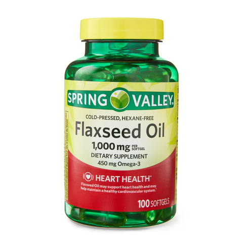 Dầu hạt lanh Flaxseed Oil 1000mg Spring Valley ép lạnh của Mỹ