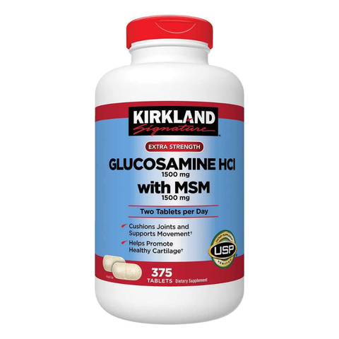 Kirkland Glucosamine 375 viên HCL1500-MSM Hỗ Trợ Chữa Đau Khớp Gối
