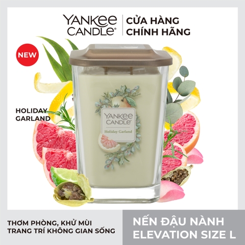 Nến thơm Yankee Candle, Nến ly vuông size L, Mùi Holiday Garland