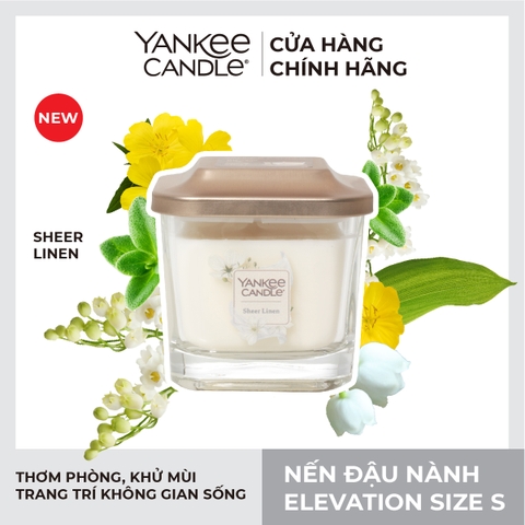 Nến thơm Yankee Candle, Nến ly vuông size S, Mùi Sheer Linen