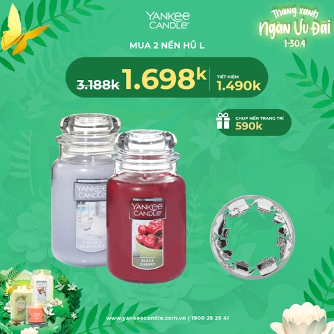 Combo - Mua 2 nến hũ L tặng 1 chụp nến trang trí