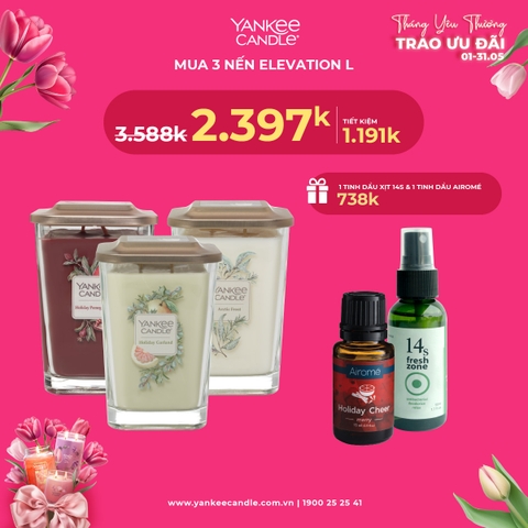 Combo - Mua 3 nến Elevation L tặng1 tinh dầu xịt 14s và 1 tinh dầu Airomé