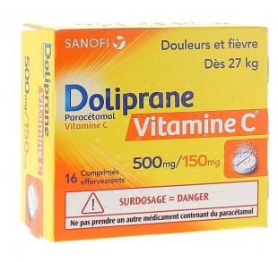 Viên sủi hạ sốt Doliprane Vitamin C 500mg/150mg