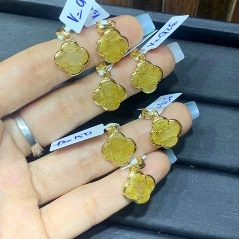Mặt đá Thạch Anh Tóc Vàng tự nhiên vàng 10k Hồ Ly Đuôi Dài