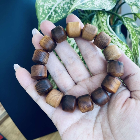 Vòng Gỗ Hoàng Đàn 14mm Trúc Nhộng Hàng Rễ