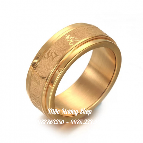 Nhẫn chú bát mi hồng chính hãng tây tạng mạ vàng 24k