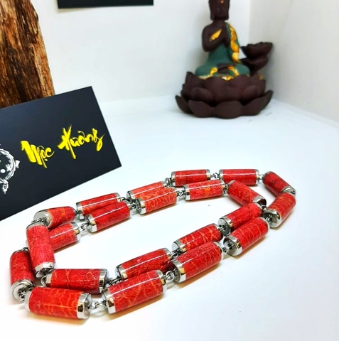 Dây Chuyền San Hô Đỏ Tự Nhiên 10li Việt Nam Bọc Innox