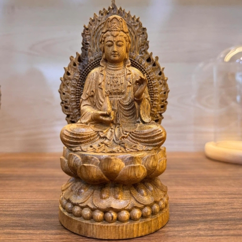 Tượng Gỗ Trầm Hương Tây Phương Tam Thánh Ngồi