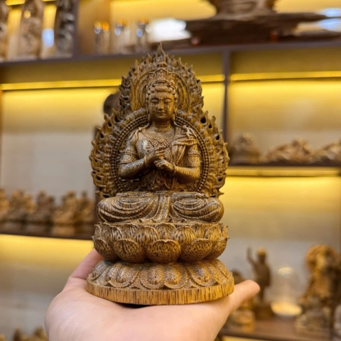 Tượng Gỗ Trầm Hương Tự Nhiên Quan Âm Để Xe Hơi