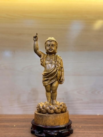 Tượng Gỗ Trầm Hương Phật Đản Sinh Để Xe Hơi