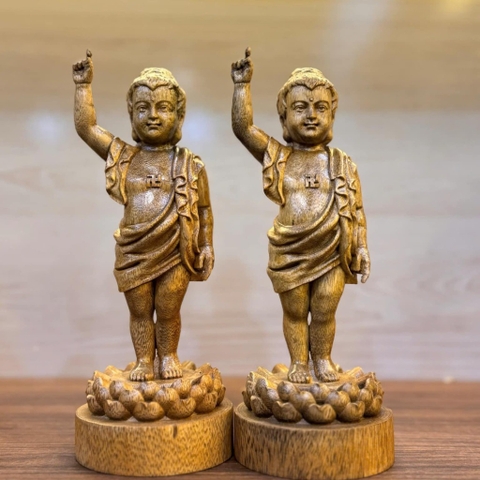 Tượng Gỗ Trầm Hương Phật Đản Sinh Để Xe Hơi