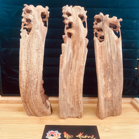 Tượng tam đa Phúc - Lộc - Thọ đúng gốc tùng gỗ hoàng đàn cao 20cm