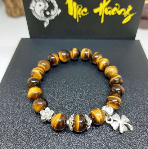 Vòng Tay Đá Mắt Hổ 8mm Mix Bạc Vip 5A