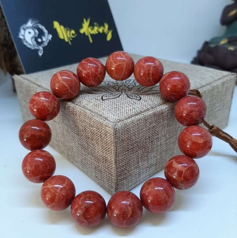 Vòng Tay San Hô Đỏ Tự Nhiên 14mm Việt Nam Loại VIP